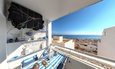 2 bedroom apartment with private terrace overlooking the sea and the village.
